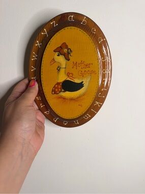 Vintage Mother Goose alphabet Yellow & Brown Oval Wall Plaque - Home Wall Decor